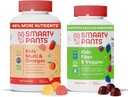 SmartyPants Kids Multivitamiin + Fiber & Veggie Bundle: Omega 3 kalaõli, prebiootiline kiud, gluteenivaba, kolm puuvilja ja segatud marjamaitset, Multi & Omegas (120 loend) + kiudained ja köögiviljad (60 loend)