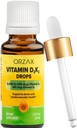 ORZAX Vitamiin D3 K2 tilgad - toetab luutihedust ja kaltsiumi imendumist - luu, lihaste ja südame jaoks - (0,67fl oz - 20 ml)