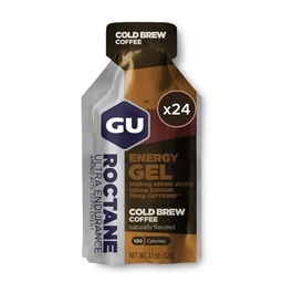 GU Energy Roctane Ultra Endurance Energy Gel, Vegan, Gluteenivaba, Kosher ja Piimavaba On-The-Go Sport Toitumine Jooksmiseks, Jalgrattasõiduks, Matkamiseks või Suusatamiseks, Cold Brew 2X Kofeiin (24 paketti)