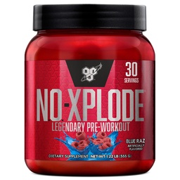 BSN N.O.-XPLODE Pre Workout Powder, Energy Supplement for Men and Women with Kreatiin and Beta-Alanine, Maitse: Blue Raz, 30 Servings
