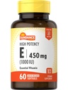 Sundance Suure tugevusega E-vitamiin | 450mg (1000 RÜ) | 60 softgels | Essential Vitamin Supplement | Non-GMO ja Gluteenivaba valem
