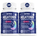 Melatoniin 40 mg täiskasvanutele - kiire lahustuv ja näritav keelealune unelisand - ekstra tugev melatoniin D3-vitamiini ja MSM-iga, seleen tervisliku puhkuse tsükli jaoks, sügavad Zzzid, suhkruvabad, 180 serveerimist