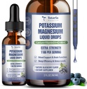 (2 pakendit) Kaalium Magneesiumlisandi Vedeliktilgad - 200mg Kaalium & 600mg Kolmikkompleks Magneesium Glütsinaat Vedel tsitraatõli Kõrge neeldumine Potasio Toetus Luu, Lihased, Jalakrambid