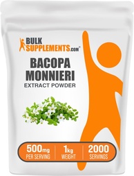 BulkSupplements.com Bacopa ekstrakti pulber - Bacopa Monnieri lisand, taimsed toidulisandid - Vegan & Gluteenivaba, 500 mg serveerimise kohta, 1 kg (2, 2 naela) (pakk 1)