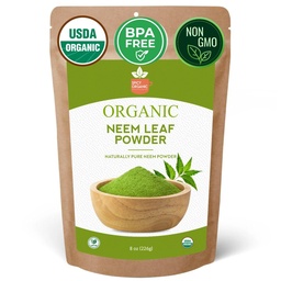 SPICY ORGANIC Neem Powder – 8 oz. - Certified USDA Organic -Non-GMO - Fresh Dried Neem Leaves Powder for Healthy Hair and Skin - Azadirachta Indica Ayurvedic Herb for Overall Wellbeing