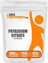 BulkSupplements.com Kaaliumtsitraadi pulber - hüdratsioonitoetuseks, mineraallisandiks, kaalium 99mg - gluteenivaba, 300mg serveri kohta, 250g (8,8 oz) (pakk 1)