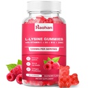 Haohan L-Lysine 1200mg Gummies for Immune Support & Skin Health - High Potency Vegan Gummies, Sugar-Free Raspberry Flavor for Adults & Kids - 60 Count