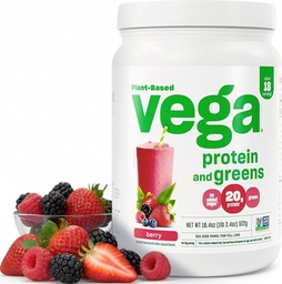 Vega valk ja rohelised valk pulber, Berry - 20 g taimepõhine valk Plus köögiviljad, vegan, non GMO, hernevalk naistele ja meestele, 1,2 naela (pakendamine võib varieeruda)