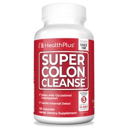 Health Plus Super Colon Puhastage 30-päevane õrn soolestiku puhastamise detox, Psyllium Husk, kõhukinnisuse leevendamise probiootikumid ja seedetrakti tugi, 120 kapslit