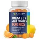 Omega 3 6 9 + DHA-kummid lastele - taimetoitlane, taimepõhine kalaõli DHA-ga ja EPA lastele 2+ keha ja aju arengu toetamiseks - kala maitset ei ole - sidrun ja oranž maitse - 60 krahv
