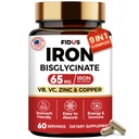 Iron Supplement for Women, 65mg Iron (Ferrous Bisglycinate 350mg), 60 Days