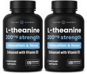 NutraChamps L-Theanine 200mg kapslid, kahekordse tugevusega L-Theanine Vedel D3-vitamiiniga, orgaaniline kookosõli, 120 vegankapslit (2. pakk)