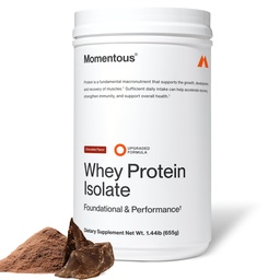 Momentous Essential Grass-Fed Whey Protein Pulber - 20 g Vadaku isolaatvalk - NSF sertifitseeritud spordi jaoks - Gluteenivaba - 24 olulist igapäevast kasutamist - šokolaad - pakend võib varieeruda