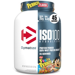 Dymatize x Fruity Pebbles ISO100 Vadakuvalgu pulberisolaat, 25g valku, 5,5g BCAA-d, 120 Cal., Gluteenivaba, 1g Rasv, 1g Suhkur, 2g Carb (45 Servings)