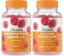 Elujõuline fosfatidüülseriin (PS) + Kaltsiummagneesium, Gummies Bundle - suurepärane maitse, vitamiinilisand, Gluteenivaba, GMO-vaba, närimiskumm