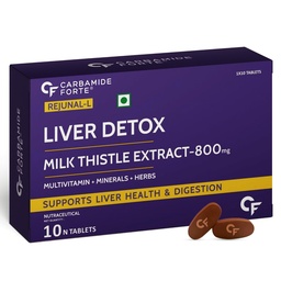 Carbamide Forte Liver Support Supplement with Milk Thistle Extract 800mg (30:1), Multivitamins & Amino Acid | Liver Detox Supplement 10 Veg Tablets, 20 Grams