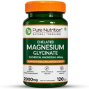 Pure Nutrition Chelated Magnesium Glycinate Supplement 2000mg - 120 Tablets | High Absorption Magnesium Supplements (Elemental 440mg) for Sleep, Cramps, Nerve Health, Relaxation, Bone & Joint Health