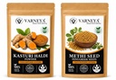 Naturals Organic Kasturi Haldi (Wild Turmeric) Powder 100g + Methi Seed Powder 100g Combo | 100% Pure Natural Ayurvedic Herbal Powders | Chemical-Free | For Face Pack, Hair Care & Skin Care | No Preservatives (Pack OF 4)