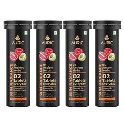 Auric Skin Radiance Glutathione Effervescent 80 Tablets for Skin | With Biotin, Amla, Pomegranate & Grape Seed Extract | Mixed Berries Flavour | Shine 365