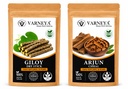 Naturals Organic Giloy Dried Sticks Powder 100g + Arjun Chhal Powder 100g Combo | Guduchi (Tinospora Cordifolia) Stem & Terminalia Arjuna Bark | Pure Natural Ayurvedic Herbs | Chemical-Free | Herbal Tea, Kadha & Decoction Ingredients (Pack of 3)