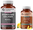 Carbamide Forte Salmon Fish Oil Omega 3 Capsule 1000 mg - Pack of 150 Softgel Capsules & Carbamide Forte Hydrolyzed Collagen Peptides, 180 Tablets | 6000mg with Type 1 & 3 Collagen Powder