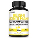 Satoomi Reishi täienduskompleks 5000Mg - 10in1 koos Lions Mane, Cordyceps Sinensis, Chaga seene ja teiste - 90 kapslit 3 kuud