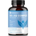 Puhtad mikrotoitained D3 K2 vitamiini lisand | MK7 100mcg, D3 5000 iu, kaltsium + bioperiin | Lihas- ja luu tervis, süda, immuunsus ja energia tugi | Vegan | 60 kapslit