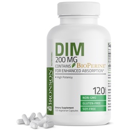 Bronson DIM täiendus 200 MG diindolimetaan bioperiiniga tõhustatud imendumise, östrogeeni metabolismi ja säilitab tasakaalustatud hormoonide taseme, 120 taimset kapslit