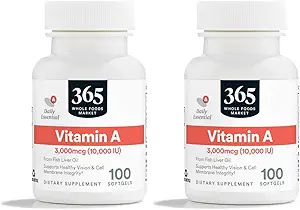 365 kogu toiduturu poolt, vitamiin A 10K IU, 100 Softgels (pakk 2)