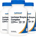 Nutricost laktaasi ensüümi kompleks 3000 FCC ALU, 120 Veggie kapslit - mitte-GMO, Gluteenivaba, 120 serveerimist (3 pudelit)