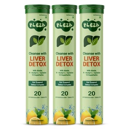 Liver Detox Effervescent 60 Tablets for Men & Woman | 250mg Milk Thistle, 600mg NAC, Turmeric & 10 Superherbs with Vitamin C | Plant-Based Supplement for Liver Cleanse, Gut Health & Toxin Flush | Vegan, No Sugar, Lemon Flavor (Pack of 3)