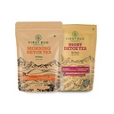 First Bud Organics Ultimate Detox Tea Combo - Morning & Night Cleansing Blend for Refreshed Days and Restful Nights (50g x 2) | Weight Loss Tea