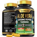 Aloe Vera kapslite täiendus - 8in1 valem - kombineerige kurkumi, Cayenne Pepperi, vahukommi, apteegitilli, Gotu Kola, ingveri ja musta pipariga - 90 kapslit 3 kuu pakkumiseks