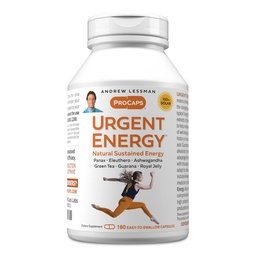 ANDREW LESSMAN Urgent Energy 180 kapslit - pakub ohutuid ja tervislikke vahendeid heaolu, rohelise tee, Guarana, ženšenni, kuningliku tarretise, Ashwagandha, B-kompleksi energiataseme ja tunnete parandamiseks