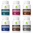 Herbal Combo Pack with Ashwagandha, Shatavari, Safed Musli, Kaunch Beej, Gokhru & Akarkara Powder – 6 x 100g Pure Ayurvedic Herbal Powder for Daily Wellness, Strength, Stamina & Vitality Support