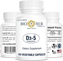 Bio-Tech farmakoloogiline D3-vitamiin (D3-5 5k RÜ, 250 Veg Count)