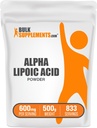 BulkSupplements.com Alpha Lipoic Acid Powder - ALA Supplement, Antioxidant Supplement - Gluteenivaba, 600mg per Serving, 500g (1,1 naela) (pakk 1)