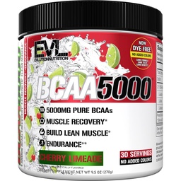 Evlution EVL BCAAs Amino Acids Powder - BCAA Pulber Post Workout Recovery Drink and Stim Free Pre Workout Energy - 5g Hargnenud ahelaga Aminohapped Täiendus meestele - Kirsi Limeade