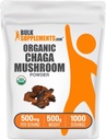 BulkSupplements.com Orgaaniline Chaga Seened Pulber - Chaga Seenelisand, Superfood Supplement - Vegan & Gluteenivaba, 500 mg / Serving, 500 g (1,1 naela) (pakk 1)
