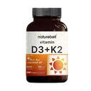 NatureBell Vitamiin D3 5000 RÜ + K2 100 mcg, 240 Softgels | Daily 2-in-1 valem Neitsi kookosõli | Luu, südame ja immuunsuse tugi | MK-7 vorm | Mitte-GMO, Gluteenivaba