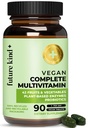 Future Kind Vegan Multivitamiinid Täielik - 42-in-1 Vegan Multivitamiinid Naistele Ja Meestele Ensüümidega, B12, Tsink Ja Probiootikumid Seedimiseks (90 tabeleid Taaskasutatud Pudelis)