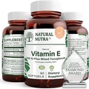 Looduslik vitamiin E 200 RÜ täiendus nahale, juustele ja küüntele, südame tervise edendamine, aitab vähendada punetust, aitab vältida naha tekstuuri, täiustatud immuunsüsteemi, gluteenivaba, 60 softgels