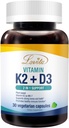 Lovita Vitamiin K2 + D3, 400 IU Vegan Vitamiin D3 & 120 mcg Vitamiin K2 (MK-7), 2 in 1 Formula, Immune Vitamiin Complex, 30 Vegetarian kapslid
