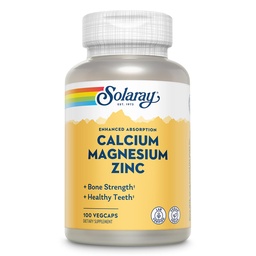 SOLARAY Calcium Magneesium Tsink Supplement - koos kaltsiumi 1000mg, magneesium 500mg - Luude Tervis, lihaste funktsiooni, südame tervise ja immuunsüsteemi tugi - Vegan, 60 päeva garantii, 25 Servings, 100 VegCaps