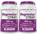 HealthyHey Nutrition Magnesium Citrate - 1000 mg - 120 Vegetable Capsules - Pack of 2