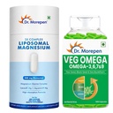 Dr. Morepen Liposomal Magnesium Complex 440mg with Aquamin®, Magnesium Glycinate, Vitamin D2, K2-7, B6 & B12 + Veg Omega 3 6 7 9 500mg with Sea Buckthorn, Flax Seed & Black Seed | Daily Wellness Combo