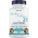 15 Day Cleanse 2X - Double Gut & Colon Support - Advanced Gut Cleanse Detox naistele ja meestele Alfalfa, Cascara Sagrada, Probiootikumid & Psyllium Husk - Non-GMO - valmistatud USA - 60 kapslit (1 pudel)