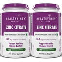 HealthyHey Nutrition Zinc Citrate, Supports Immune and Immunity - 120 Veg Capsules - Pack of 2