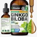 BIO KRAUTER Ginkgo Biloba ekstrakt - vedelik Ginkgo Biloba Aju toidulisandid - vegan, alkohol ja suhkur tasuta - 2 Fl Oz