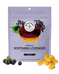 Mesiniku looduslikud rahustavad mesi Elderberry Köha tilgad Immuunsüsteemi toetamine D-vitamiini, tsingi ja propolise kurgu rahustavate kottidega, 14 Ct